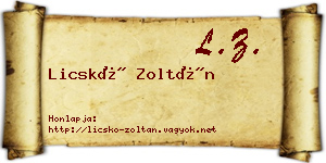 Licskó Zoltán névjegykártya