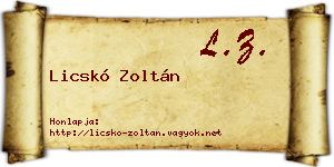 Licskó Zoltán névjegykártya